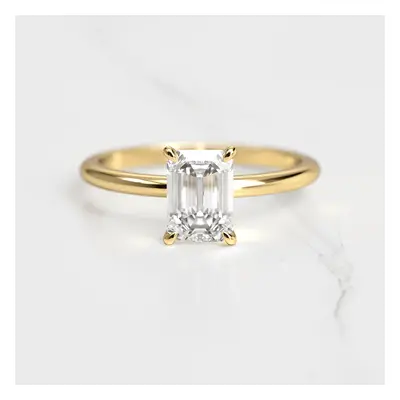 Emerald Solitaire Diamond Ring - 14k yellow gold / 1.50ct / natural diamond