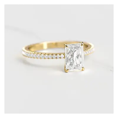 RADIANT FULL PAVE TAPERED DIAMOND RING - 18k yellow gold / 1ct / natural diamond