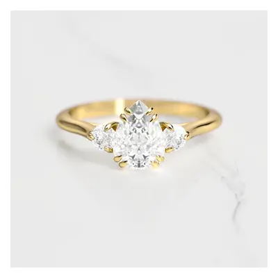 Pear Diamond Ring With Accent Stones - 18k rose gold / 0.5ct / lab diamond