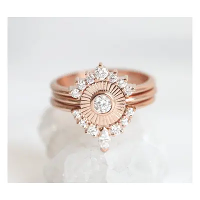 Charlotte Diamond Sunset Ring Set - 18k white gold