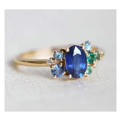 Xander Royal-Blue Sapphire Cluster Ring - 14k yellow gold