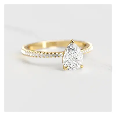 PEAR FULL PAVE TAPERED DIAMOND RING - 18k rose gold / 1.25ct / lab diamond