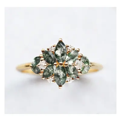 Beatrice Moss Agate And Diamond Cluster Ring - 18k rose gold