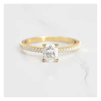 CUSHION HALF PAVE DIAMOND RING - 18k white gold / 1.50ct / natural diamond