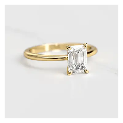 Emerald Tapered Solitaire Diamond Ring - 14k white gold / 0.5ct / lab diamond
