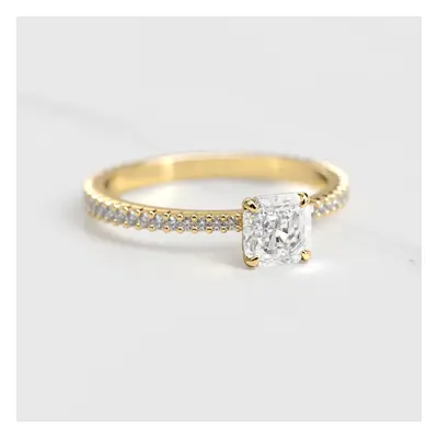 Asscher Full Pave Tapered Diamond Ring - 18k rose gold / 0.75ct / lab diamond