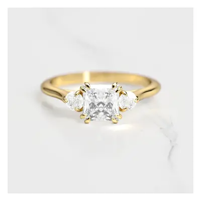 Princess Diamond Ring With Accent Stones - 14k yellow gold / 0.75ct / lab diamond