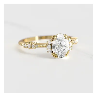 OVAL CLUSTER DIAMOND RING - 14k yellow gold / 1.25ct / lab diamond