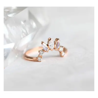 Diamond Ring, Moonstone Ring - 18k rose gold