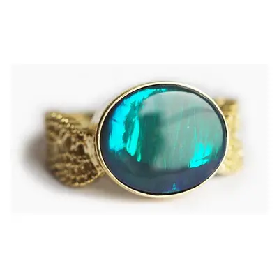 Cordelia Oval Opal Ring - platinum / with lab black opal