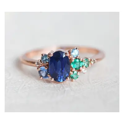 Xander Royal-Blue Sapphire Cluster Ring - 14k rose gold