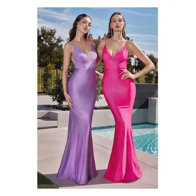 Cinderella Divine Barbie Pink Glitter Satin Sultry Fitted Evening Dress