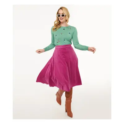 Royal Monk 1950S Purple Velvet Dreams Swing Skirt