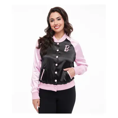 Barbie X Unique Vintage Pink & Black Og Barbie Long Sleeve Bomber Jacket