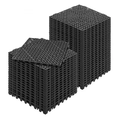 VEVOR Interlocking Tile 50PCS Black, Drainage Tiles 12" x 12" Splicing, Soft PVC Interlocking Dr