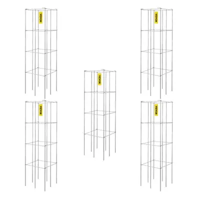 VEVOR Tomato Cages, 11.8" x 11.8" x 46.1", 5 Packs Square Plant Support Cages, Silver PVC-Coated