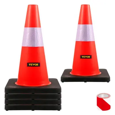 VEVOR Safety Cones, 18 in/45 cm Height, 5 PCS PVC Orange Traffic Cone with Reflective Collar and