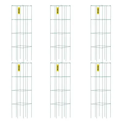 VEVOR Tomato Cages, 14.6" x 14.6" x 39.4", 6 Packs Square Plant Support Cages, Green PVC-Coated 