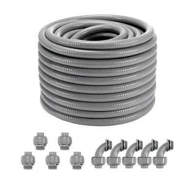 VEVOR 3/4-Inch Flexible Electrical Conduit, 100 ft, PVC Liquid-Tight Conduit Non-Metallic with 5