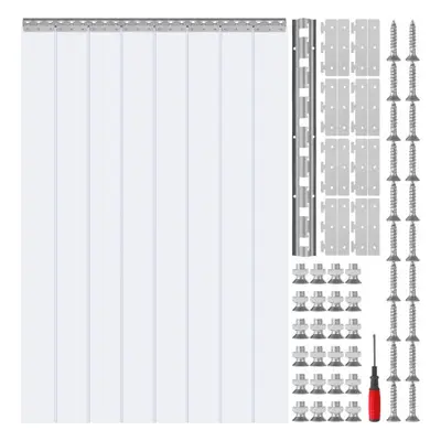 VEVOR Strip Curtain, 96" Height x 48" Width, 0.08" Thickness, 8PCS Clear PVC Strip Door Curtain,