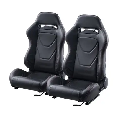 2 Set Racing Seat Adjustable Racing Chair with PVC Leather & Q235B Slider