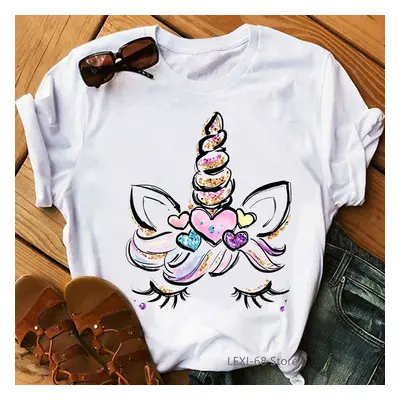 You Are Magic Letter Print T-Shirt Women Kawaii Unicorn Girl Graphic T Shirt Femme Flowers Tshir