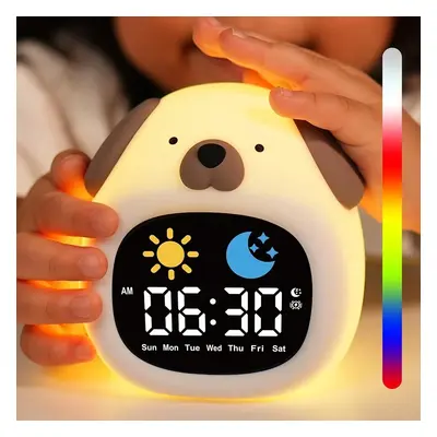 Kids Alarm Clock Sleep Trainer Clock Kids Room Cute Toddler Puppy Shape Night Light Clock Touch 
