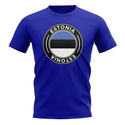 Estonia Football Badge T-Shirt (Royal) Men's Blue Polyester UKSoccershop