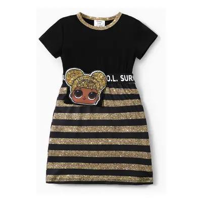 LOL Surprise 1pc Toddler/Kids Girls Character Print Striped/ 
Leopard Dress"