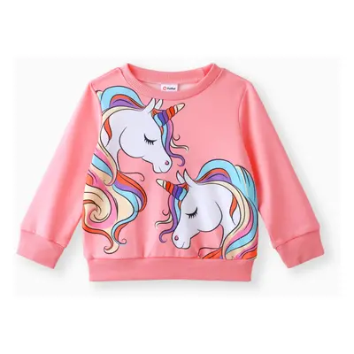 Baby Girl Unicorn Print Long-sleeve Pullover Sweatshirt