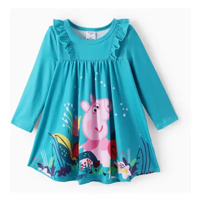 Peppa Pig Toddler Girl 1pc Unicorn Floral Flutter Long-sleeve Dress