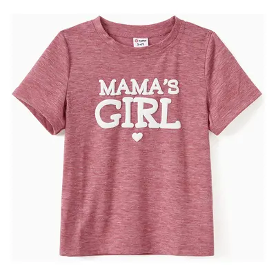 Mommy and Me Heart Pattern Cute Foam Printing Pink Tops