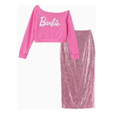 Barbie Outfit Mommy and Me Slanting Front Sweatshirt/ Sequin Maxi Skirt/Jacket/Dress