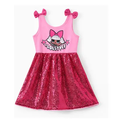 LOL SURPRISE! Toddler Girls 1pc Character Print Bowknot Sequin Sleeveless Dress