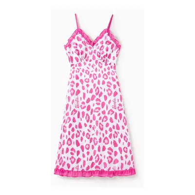 Barbie Mommy and Me Pink Leopard Print Ruffled Sleeveless Dress/Loungewear