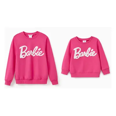 Barbie Sweatshirt Mommy and Me Letter Embroidered Long-sleeve Cotton