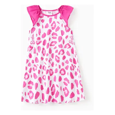 Barbie Mommy and Me Pink Leopard Print Ruffled Sleeveless Dress/Loungewear