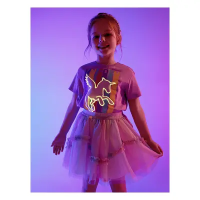 Go-Glow Illuminating T-shirt with Light Up Unicorn Including Controller (Built-In Battery)