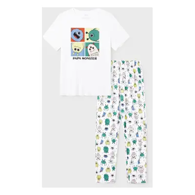Bamboo Family Pajamas Cute Little Monster Print Short-sleeve Matching Pajama Set ( Snug-Fitting 