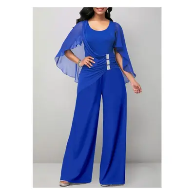 ROTITA Asymmetry Royal Blue Long Scoop Neck Jumpsuit