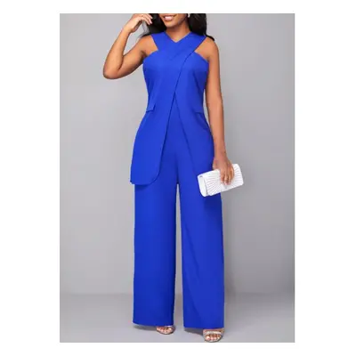 ROTITA Criss Cross Royal Blue Sleeveless Jumpsuit