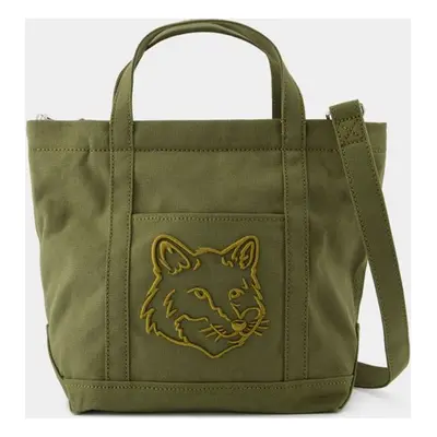 Maison KitsunÃ© Fox Head Small Shopper Bag in Green | LW05103WW0107