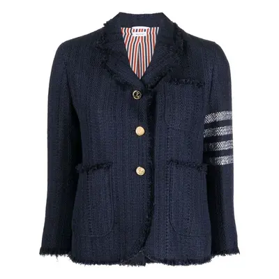 Thom Browne Women's Navy Single-Breasted Jacket In Wool Blend in Blue | Size | FBC788TF0513