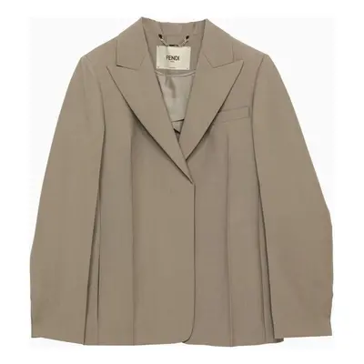 Fendi Women's Single-Breasted Jacket In Turtledove Mohair in Grey | Size | FJ7492S9A