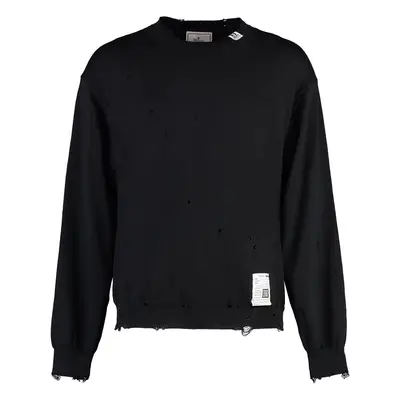 Maison Mihara Yasuhiro Men's Crew-Neck Wool Sweater in Black | Size | J11SW503 Color BLACK