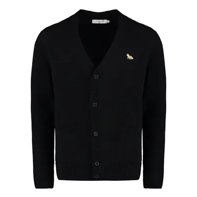 Maison KitsunÃ© Men's Wool Cardigan in Black | Size | HM00501KT1006 Color P199