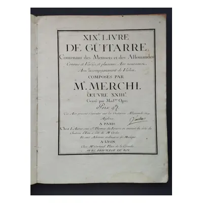 XIXe livre de guitarre. Contenant des menuets et des allemandes connus et variés et plusieurs ai