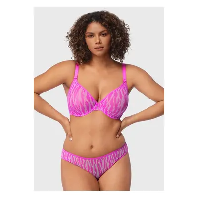 Zebra Wild Unlined Mesh Underwire Bra - Barbie Pink / 44 / DDD/F